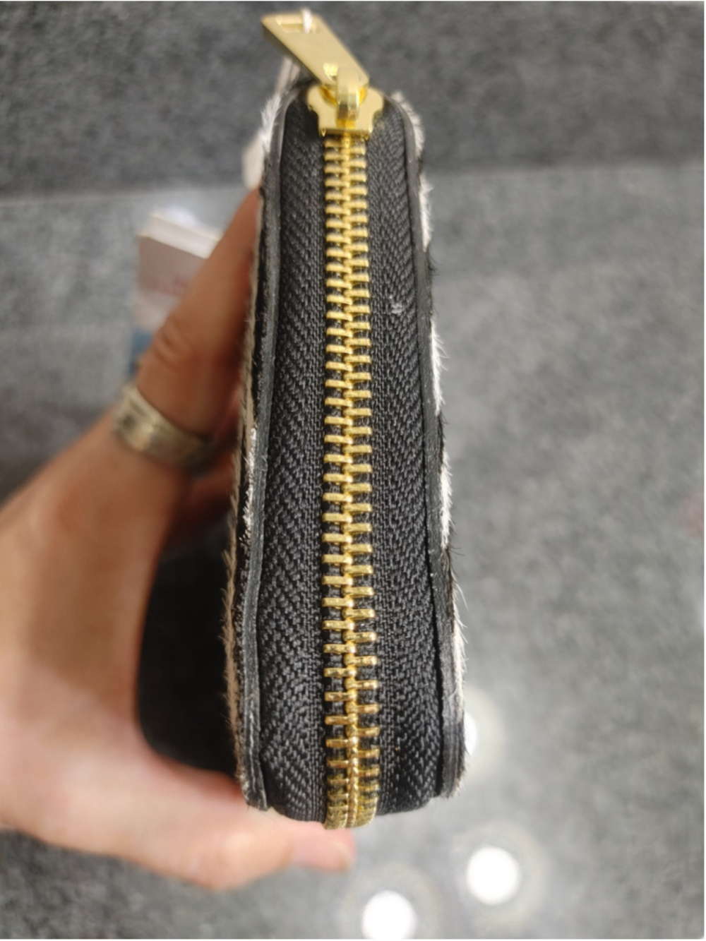 Women's Isadora Zebra Print Genuine Leather Hair on Hide Wallet, Black and White - Picture 12 of 12